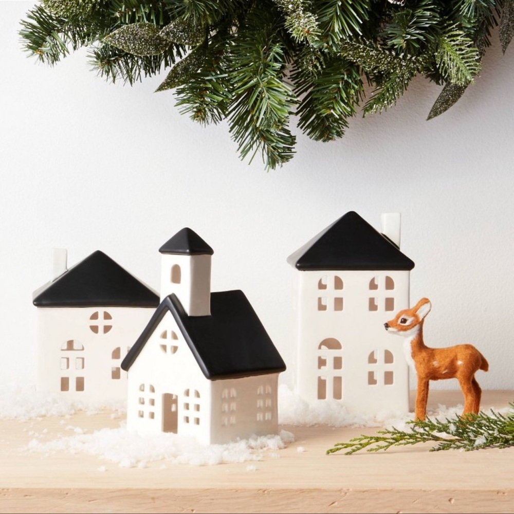 3 Brown Faux Fur Deer Set Christmas Decorative Figurines - Picture 2 of 2